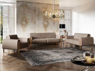 Sofaset Designersofas VALERIE 3-2-1 in Stoff Elisa Velvet Cappuccino