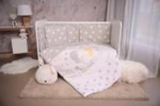 Lorelli Babybettwäsche Set Smile 6-teilig Decke 140x95 Kissen 43x35 Bett 120x60 grau