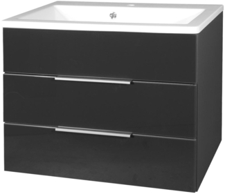 Fackelmann KARA Badmöbel Set 2-teilig 80cm, Anthrazit, Gussmarmor, 2 Schubladen