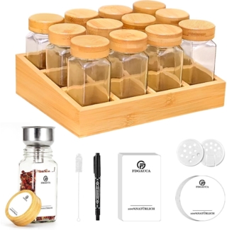Umweltfreundliches Gewürzregal Holz Bambus 12 Fächer 120ml-Gläser Organizer
