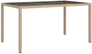vidaXL Gartentisch 150x90x75 cm Gehärtetes Glas Poly Rattan Beige 316710