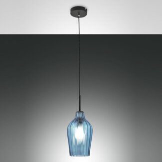 Fabas Luce 3724-40-244 Pendelleuchte Stintino azurblau schwarz 18cm E27