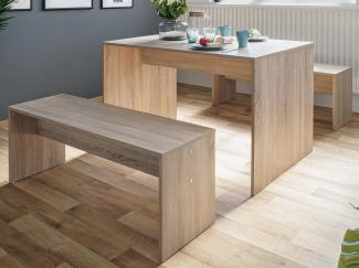 Essgruppe >Bellevue I< (3-teilig) in Sonoma-Eiche - 118x45x37cm (BxHxT)