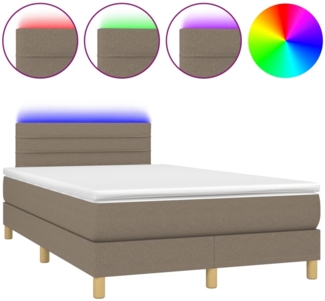 vidaXL Boxspringbett mit Matratze & LED Taupe 120x190 cm Stoff 3270099