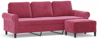 vidaXL 3-Sitzer-Sofa mit Hocker Weinrot 180 cm Samt 3201219