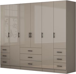 OTTO home Kleiderschrank Trento Schlafzimmerschrank Garderobe hochglanz Schrank mit 6 Türen und 9 Schubladen, hochglänzende Fronten