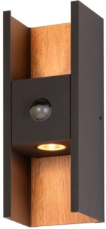 SLV FLATT II, Wandaufbauleuchte, SENSOR, 2700 K, max. 10 W, anthrazit / braun - Stand-, Wand- und Deckenleuchten (Outdoor)