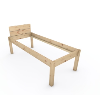 Pfostenbett "metallarm" Zirbe Holzbett "Daybett" 80 x 190cm 58cm Einzelbett