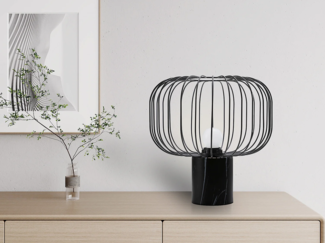 Vente-unique - Tischleuchte - Metall - 26 x 26 cm - Schwarz - ANDROMAQUE