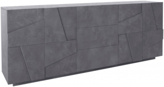 Dmora Kommode Zeus, Küchen-Sideboard mit 4 Türen und 3 Schubladen, Wohnzimmer-Buffet, 100 % Made in Italy, 224 x 44 x 86 cm, Schiefer,