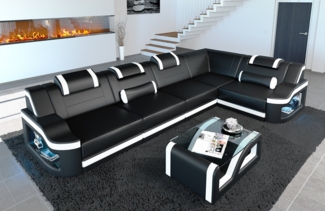 Sofa Dreams Ecksofa Ledersofa Padua L Form Ledercouch Leder Sofa, Couch, mit LED, wahlweise mit Bettfunktion als Schlafsofa, Designersofa