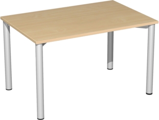 Konferenztisch Rundfuß, 120x80cm, Buche Silber