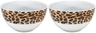 HIT Trading Müslischale LEO, Weiß, Braun, Schwarz, Ø 14 cm, Porzellan, (Set, 2-tlg), spülmaschinengeeignet