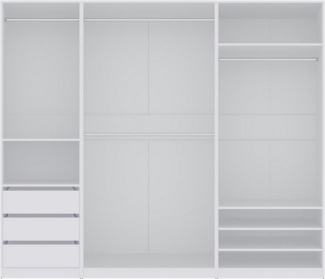 Marmex Möbel Garderobenschrank TRES SET L/B offener Kleiderschrank Eckgarderobe Ankleidezimmer 3 Schubladen, 4 Kleiderstangen