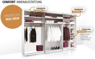 STAUD Schwebetürenschrank Sinfonie Plus, edles Design in hochwertiger Qualität, Made in Germany (in 4 verschiedenen Ausstattungen erhältlich) Mit kombinierter Glas-Spiegel-Front, viele Varianten