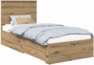 vidaXL Bettrahmen mit Kopfteil Artisan-Eiche 90x200 cm Holzwerkstoff 3409711