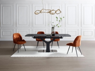 Vente-unique - Stuhl 6er-Set - Stoff & Metall - Terracotta - LIONIZA von Maison Céphy