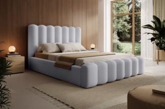 Polsterbett Doppelbett MACON 160x200cm Komplettset Stoff Euphoria Hellgrau