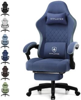 GTPLAYER Gaming-Stuhl Ergonomischer Gaming Sessel Schreibtischstuhl Gamer Stuhl aus Stoff, Federsitzkissen mit Fußstütze