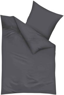 Kaeppel Biber Bettwäsche Uni Einfarbig Anthrazit 135x200 cm + 80x80 cm
