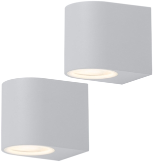 2er Set LED Außenwandleuchte, Aluminium weiß, H 9,2 cm