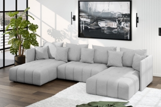 AX LIVING Sofa U Form mit Schlaffunktion Eckcouch hellgrau Veliro 345