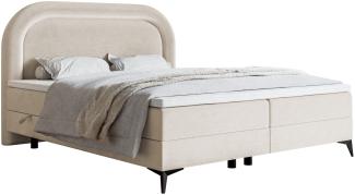 Selsey 'Loreo' Boxspringbett mit wasserfestem Samtbezug, greige, 180x200 cm