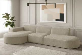 Ecksofa Designersofa PALMA in Stoff Ascot Champagne Ottomane Links