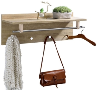IDIMEX Garderobenhalter ULF, Wandgarderobe mit Kleiderhaken und Hutablage, Flurmöbel sonoma eiche