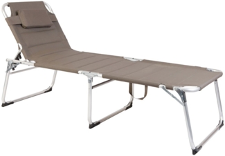 Spetebo Gartenliege XXL Aluminium Gartenliege 200x70 cm - taupe, Stück, 1 St, Sonnenliege, Breite Sonnenliege mit Kopfkissen