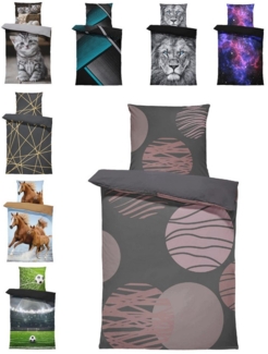 One Home Bettwäsche Fotodruck, Mikrofaser, 2 teilig, Elegant Kreise Modern, Knitterfrei Weich für Sommer und Winter