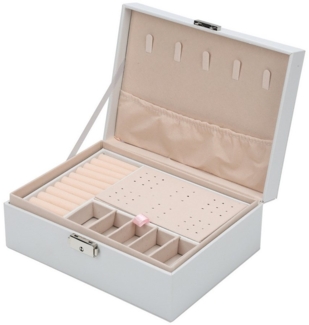 Clanmacy Schmuckkasten Schmuckkästchen, 2-lagige Schmuckschatulle, Damen Schmuckbox