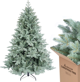 SALCAR 180 cm Künstlicher Weihnachtsbaum aus PE und unsichtbaren PVC-Spitzen, natürliche Blaugrau Tanne, Christbaum mit Schnellaufbau-Klappsystem und Metallständer
