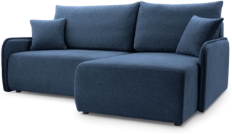 Selsey 'Netarro' Ecksofa mit Schlaffunktion, Bettkasten und Chenille-Bezug, marineblau, rechts