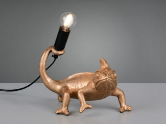 Ausgefallene LED Tischleuchte Tierlampe Chamäleon Gold, Höhe 22cm