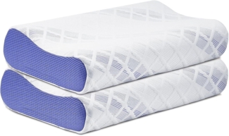 LAMB Höheneinstellbares Memory Foam Nackenstützkissen,Polyester Blau, 60x36 cm, 2 Stück