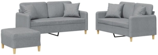 vidaXL 3-tlg. Sofagarnitur mit Kissen Hellgrau Stoff 3202110