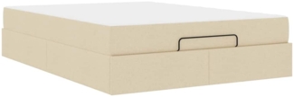 vidaXL Bettgestell mit Speicher Creme 160 x 200 cm Stoff 3399506