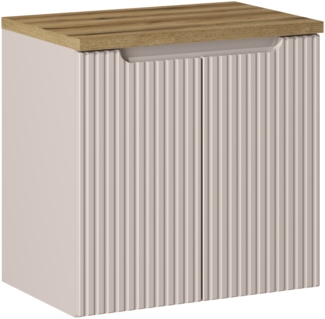 NOVA CASHMERE Badmöbel-Set 60 cm mit Tischplatte (40x60cm), Kaschmir matt,Eichenküste Evoke