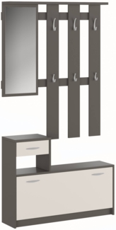 Dmora Eingangsmöbel Garolfo, Moderner Eingang, Wandgarderobe, Multifunktions-Aufbewahrungskonsole, 100x26h190 cm, Beige und Grau
