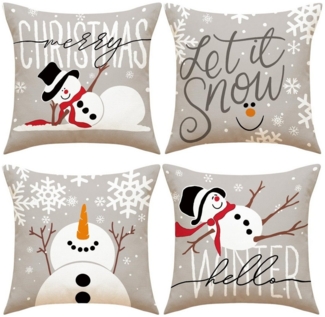 FOUORTUNATE-BEE Kissenbezüge Weihnachtsdeko Innen Weihnachtskissen Kissenbezug 4er, Weinachtsdekorationen Weihnachts Kissen 45x45 cm