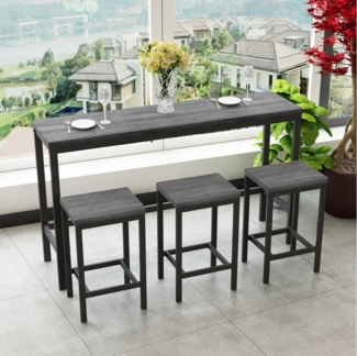 HAUSS SPOLE Bartisch mit stühlen 3 set,küche Stehtisch aus Metallrahmen,Natur