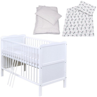 Baby-Delux Komplettbett Babybett Max Komplettset, 8-tlg, Kinderbett 60x120 cm weiß, Bettset verschiedene Designs