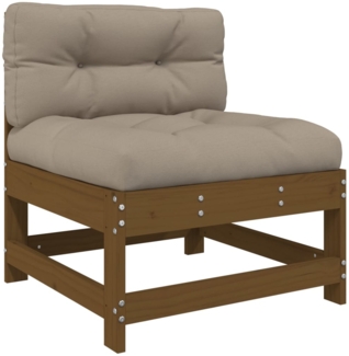 vidaXL Mittelsofa mit Kissen Honigbraun Massivholz Kiefer 825551