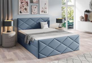 Boxspringbett Schlafzimmerbett KOSMOS 200x220cm Stoff Inari Blau