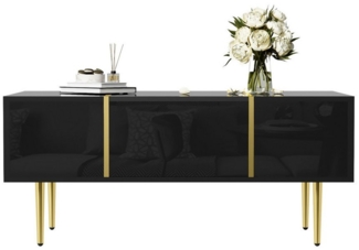 HAUSS SPOLE Couchtisch Moderner Couchtisch in Schwarz mit Hochglanz und 2 Schubladen (Wohnzimmertisch, Beistelltisch, 1-St, 2 Schubladen), mit Hochglanz-Design, Stauraum, 100*60 B*41.5cm