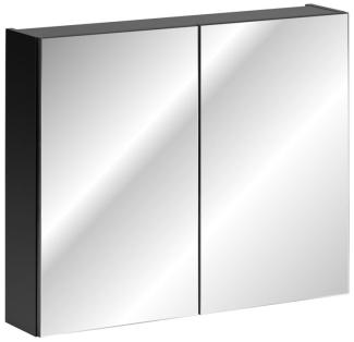 Badezimmer Spiegelschrank 80cm AKAN Schwarz matt inkl. LED