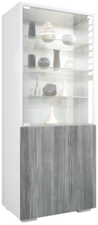 Vladon Standvitrine Granada (Vitrinenschrank, mit Glastür und Glaseinsatz) Weiß matt/Avola-Anthrazit (50 x 122,5 x 34,5 cm)