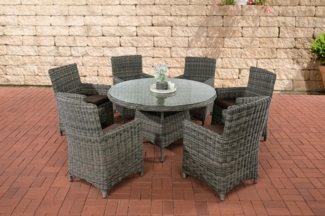 CLP Polyrattan Sitzgruppe Larino 5mm,grau-meliert terrabraun