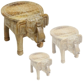 Oriental Galerie Blumenhocker Indischer Hocker Elefant Bemalung - Groß (1 St)